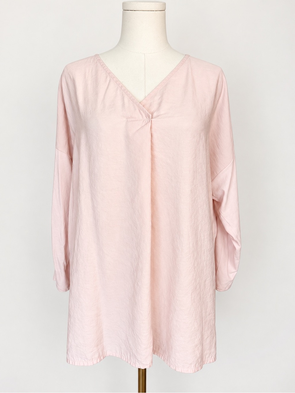 J. Jill Lagenlook Blush Pink Mixed Media Tunic Top V-Neck Size M
